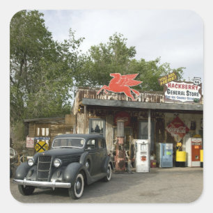 Rad 66 General Store & Gas Station Fyrkantigt Klistermärke