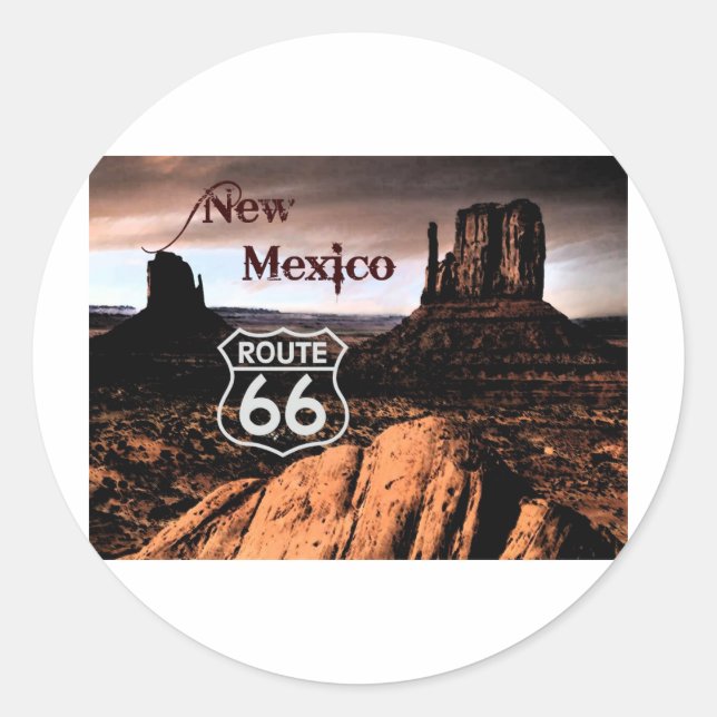 Rad 66 new mexico runt klistermärke (Framsida)