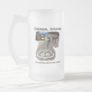 Rad 66 Oatman Arizona Burros på gatan Frostat Ölglas