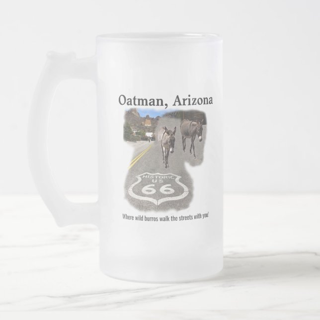 Rad 66 Oatman Arizona Burros på gatan Frostat Ölglas (Vänster)