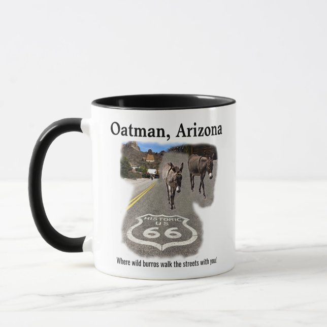 Rad 66 Oatman Arizona Burros på gatan Mugg (Vänster)