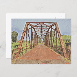 Rad 66 Oklahoma Sten Bäck Bridge Watercolor Vykort