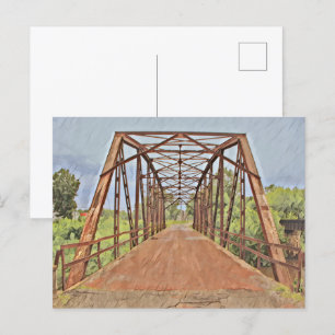 Rad 66 Oklahoma Sten Bäck Bridge Watercolor Vykort