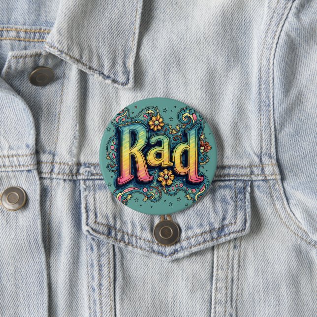 Rad 70-tals Groovy Psykedelisk Estetik Knapp (In Situ)