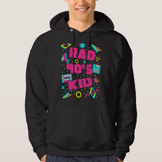 Rad 90s Kid 90s Aesthetic Rad Retro 90s Nostalgia Hoodie (Framsida)