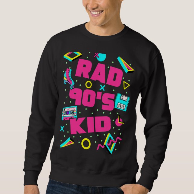 Rad 90s Kid 90s Aesthetic Rad Retro 90s Nostalgia Lång Ärmad Tröja (Framsida)