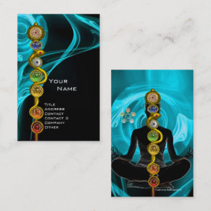 RAD ASCLEPIUS,7 CHAKRAS YOGA LOTUS POSE Blue Visitkort