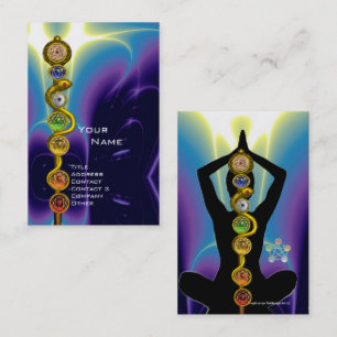 RAD ASCLEPIUS,7 CHAKRAS YOGA LOTUS POSE Blue Visitkort