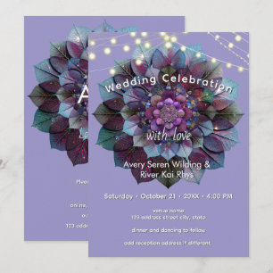 Råd av blad Mandala Art P&B Inbjudningar