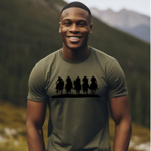 Rad av cowboys till häst t shirt