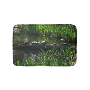 Rad av gröna sköldpaddor Naturfoto Badrumsmatta