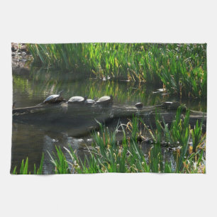 Rad av Turtles Grönt Natature Photo Kökshandduk