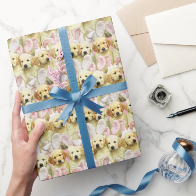 Rad av valpkaniner presentpapper (Gifting)