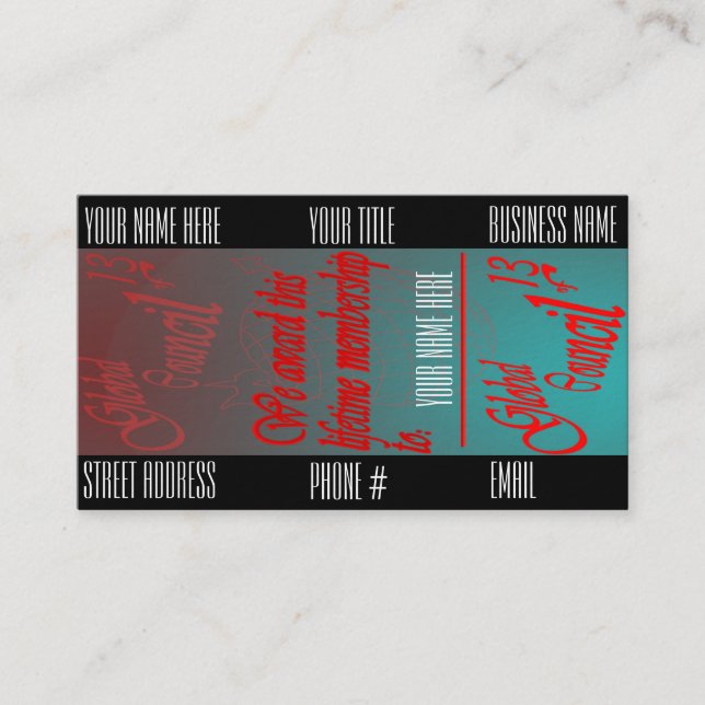 Råd av visitkorten för 13 medlem visitkort (Framsida)