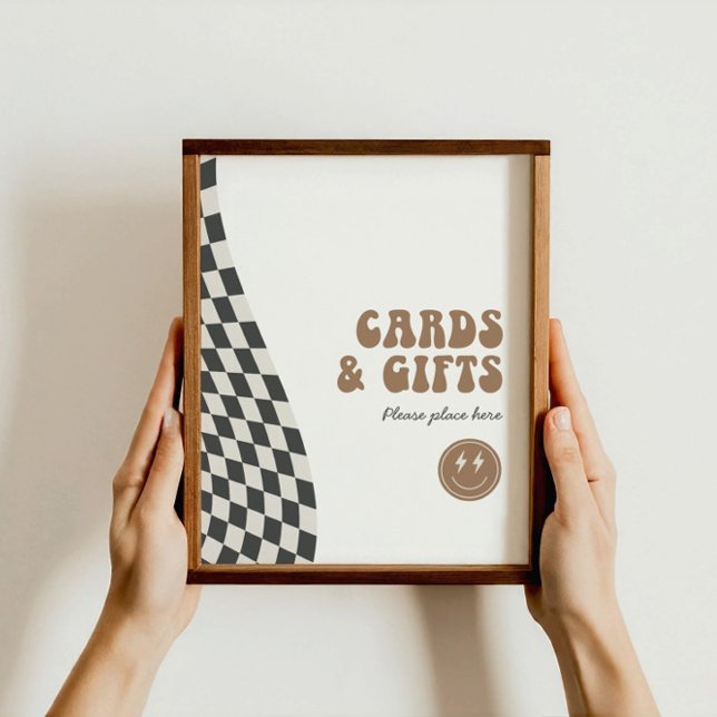 Rad Coola Boy's Checkered Retro Gifts Sign Poster (Skapare uppladdad)