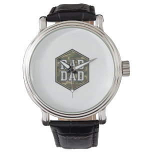 Rad Dad Kamouflage Sexkantig Vintage Gravyr Design Armbandsur