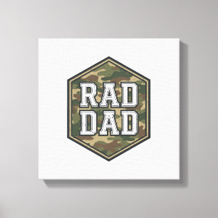 Rad Dad Kamouflage Sexkantig Vintage Gravyr Design Canvastryck