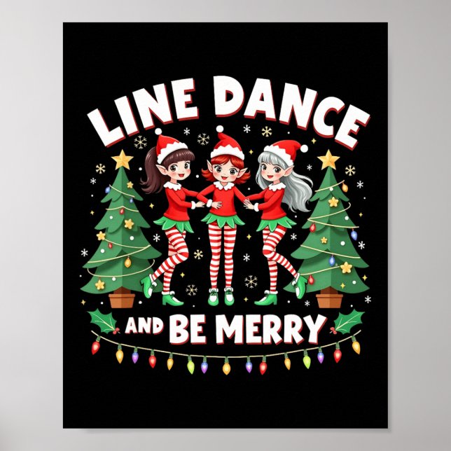 Rad Dance och be God jul Cute Elf Dancers Grap Poster (Framsidan)