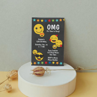 Rad Emoji Födelsedagsfest Inbjudningar