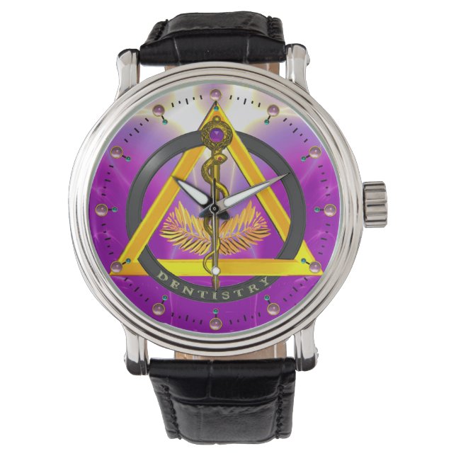 RAD FÖR ASCLEPIUS DENTIST TANDVÅRD SYMBOL,fuchsia Armbandsur (Framsida)