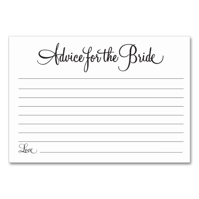 Råd för Bride Card 2 Bordsnummer (Framsidan)