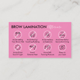 Råd för eftervård av Pink Dark Brow Laminering Visitkort