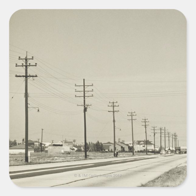 Rad för elpolacker fyrkantigt klistermärke (Framsida)