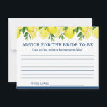 Råd för Lemon-programmet för kort med kort till ko<br><div class="desc">Skicka bruden till ett gift liv med ett hjärta fullt av kärlek och skratt med hjälp av detta charmerande råd för kortet Bride to be. Gästerna kommer att ord, giftermål visdom eller söt uppmuntran - skapa en meningsfull keepsaké som hon kommer att uppskatta långt efter duschen. Kortet är fyllt med...</div>