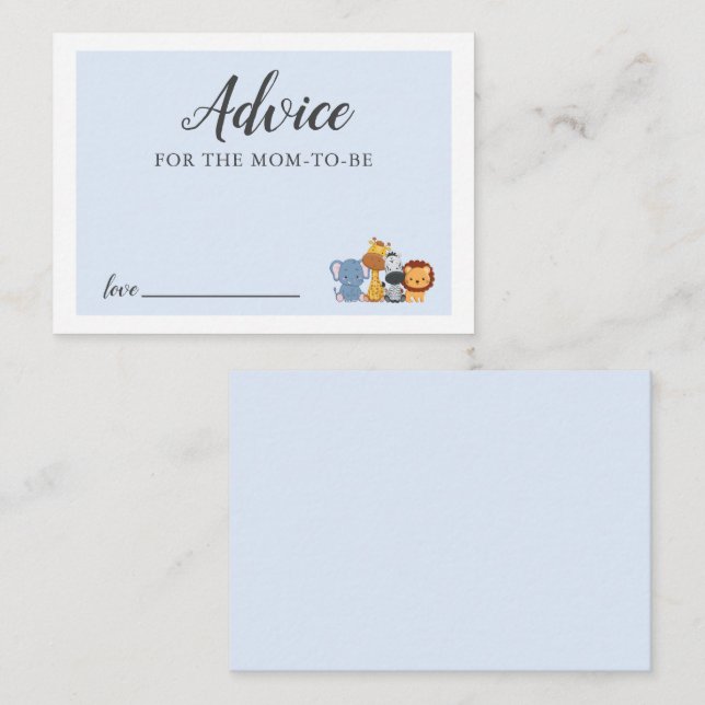 Råd för Mamma Blue Jungle Shower Card Anteckningskort (Fram/baksida)