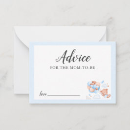 Råd för Mamma Blue Nalle Baby Shower Anteckningskort