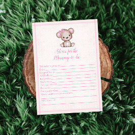 Råd för Mamma Cute Girl Bear Shower Game Card Inbjudningar