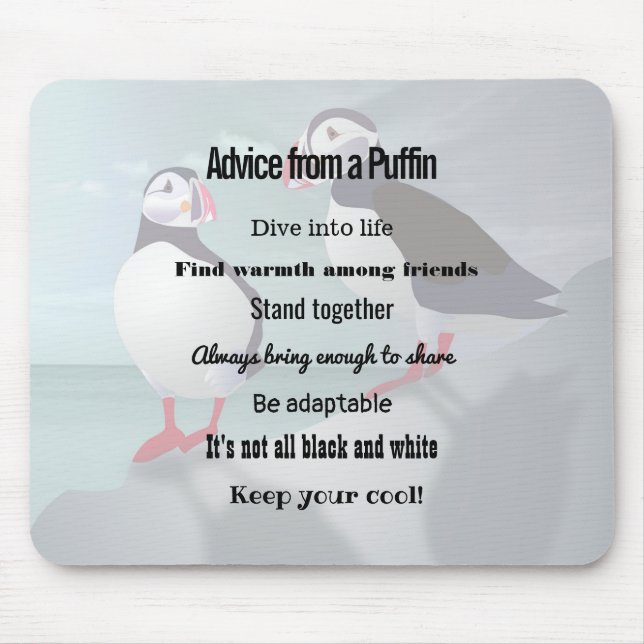 Råd från en Puffin Design Mouse Pad Musmatta (Framsidan)