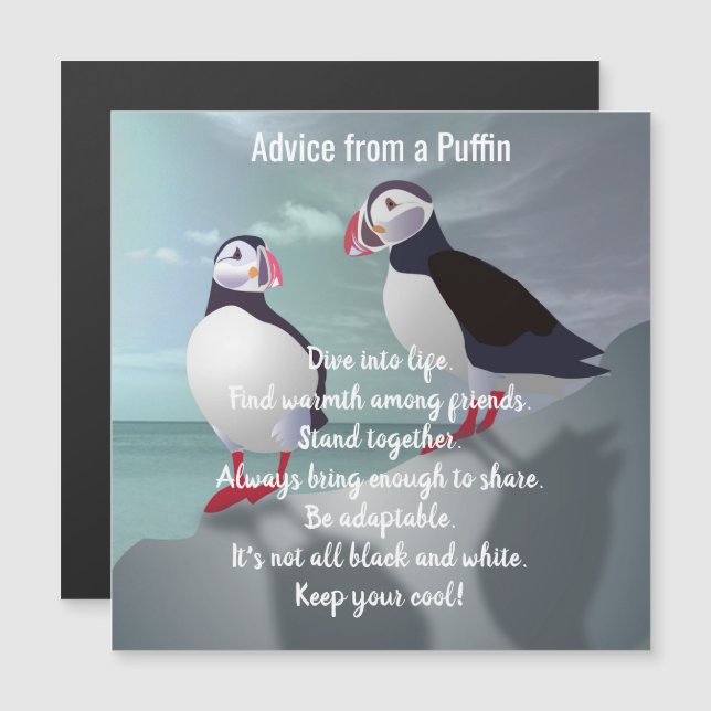 Råd från ett Puffin Design Magnetic Card (Fram/baksida)