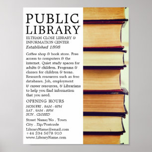 Rad från gamla Bokar, Bibliotek-reklam Poster