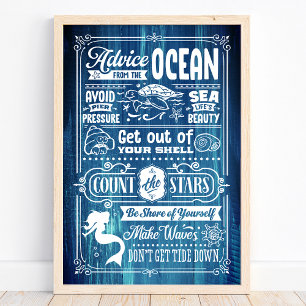 Råd Från Oceanen Söt Strand Citat Poster