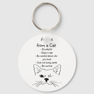 Råd från Winking Cat Roligt Animal Humor Nyckelring