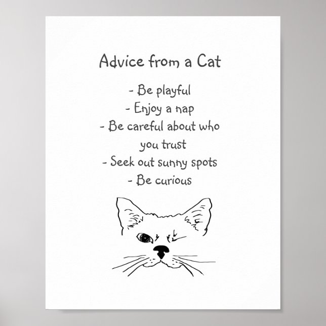 Råd från Winking Cat Roligt Animal Humor Poster (Framsidan)