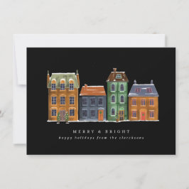 Rad hus från en vinterdag julkort