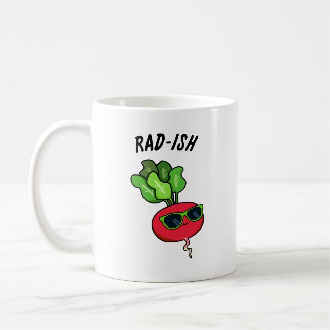 Rad-ish Funny Vegetable Radish Pun Kaffemugg (Vänster)