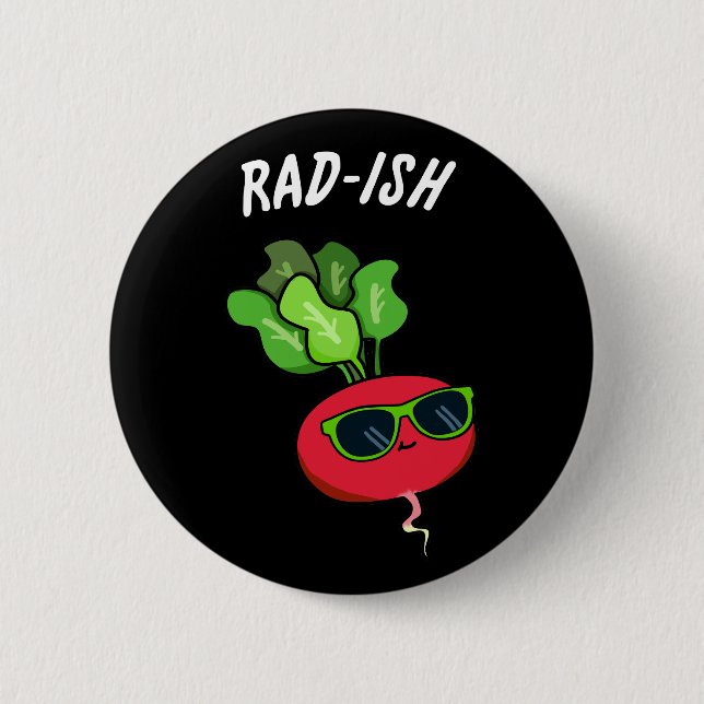 Rad-ish Funny Vegetable Radish Pun Mörk BG Knapp (Framsida)