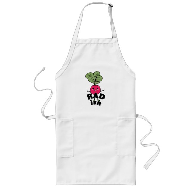 RAD-ISH Radish Garden Funny Design, Kitchen Apron Långt Förkläde (Framsidan)