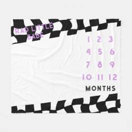 "Rad Little Babe" Check Milestone Fleece Blanket