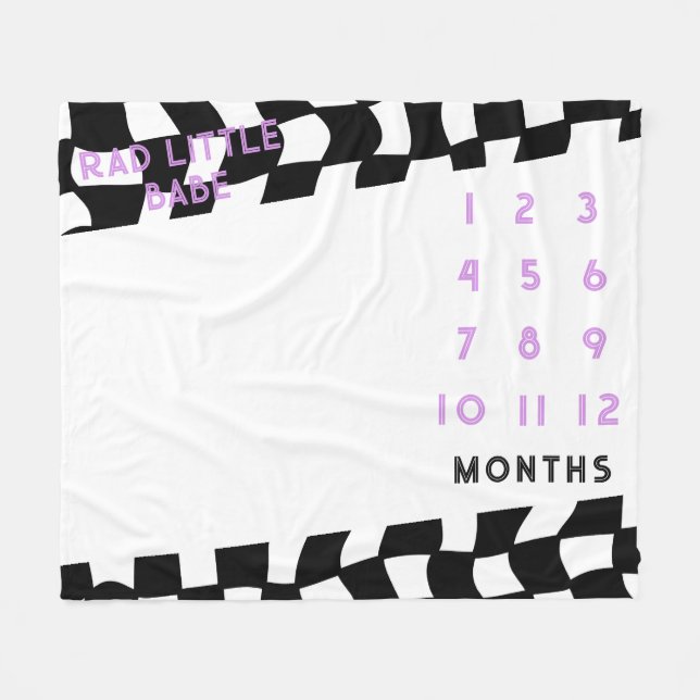 "Rad Little Babe" Check Milestone Fleece Blanket (Framsidan (Horisontell))