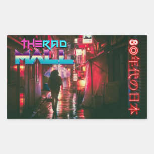 Rad Mall "80:s Japan" 4,5 tum x 2,7 tum Stickers Rektangulärt Klistermärke