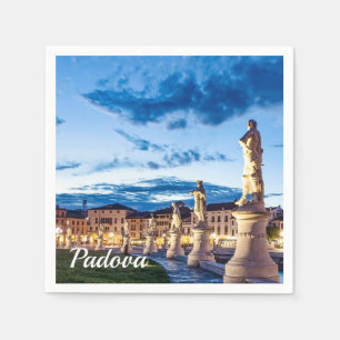 Rad med belysta statyer i Padova Pappersservett