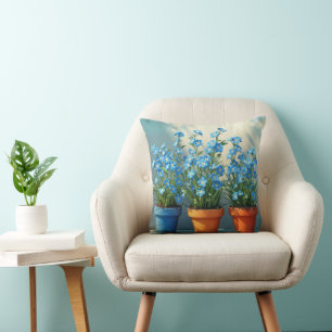 Rad med bortglömda - ej växter i blomkrukor kudde