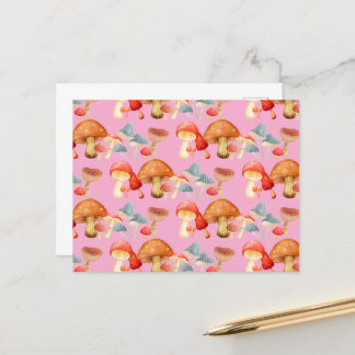 Rad med Cute Mushroom Fungi Älskare Mycology Vykort