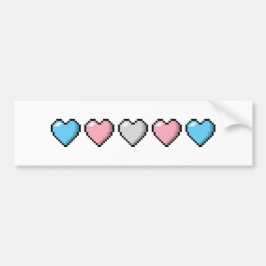 Rad med fem Pixel Hearts för Transgender-Pride Bildekal