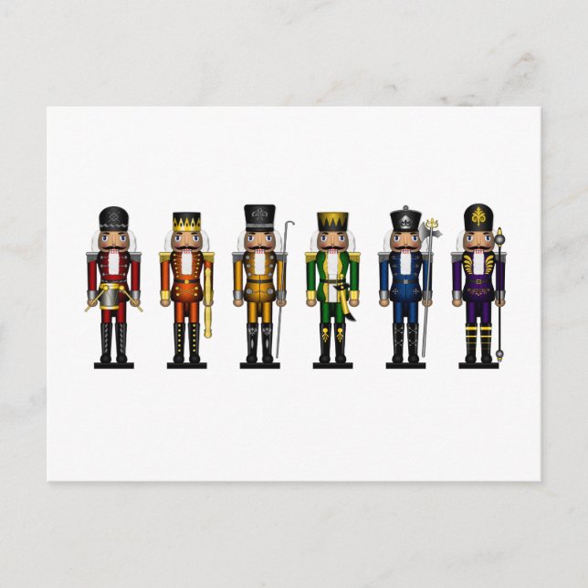 Rad med sex hbt-Pride Rainbow Winter Nutcrackers Vykort (Framsida)
