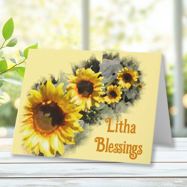 Rad med solblommor Litha Summer Solstice Blessings Kort (Skapare uppladdad)